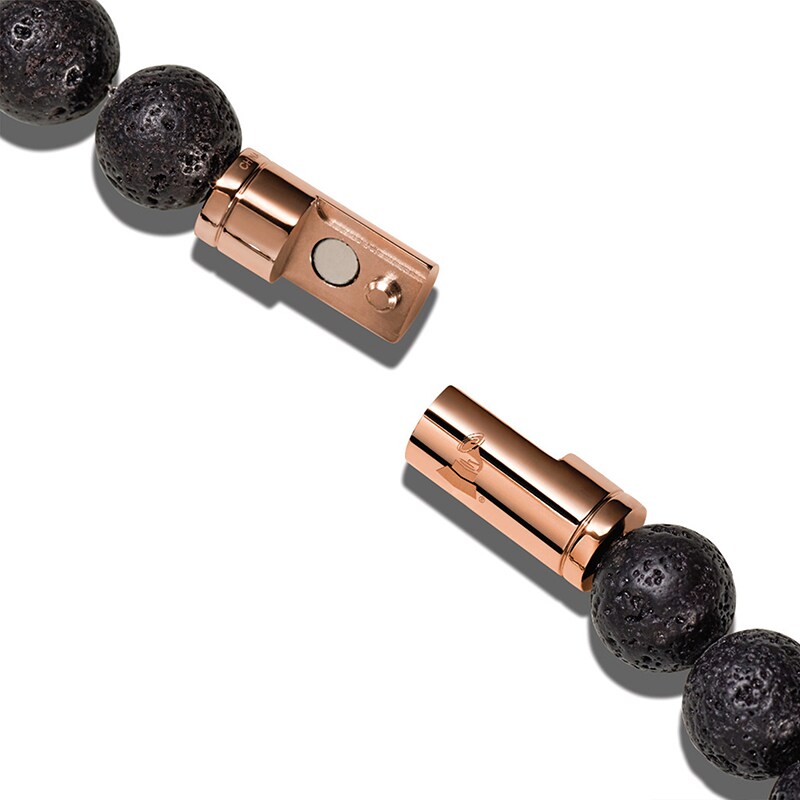 Main Image 3 of Previously Owned - Bulova Jewelry Latin GRAMMY AWARDS® 8.3mm Stainless Steel and Lava Stone Bead Bracelet - 7.5&quot;