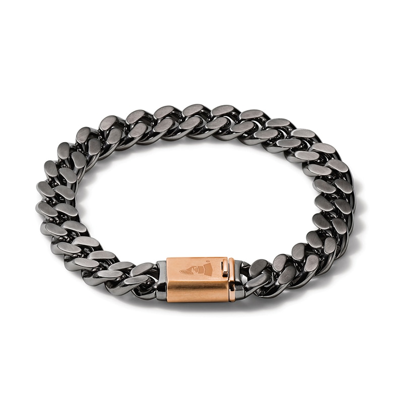 Main Image 1 of Previously Owned - Bulova Jewelry Latin GRAMMY AWARDS® 1.57mm Curb Chain Bracelet in Two-Tone Stainless Steel - 7.5"
