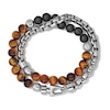 Thumbnail Image 2 of Previously Owned - Bulova Jewelry 8.3mm Tiger's Eye and Lava Bead Chain Wrap Bracelet in Stainless Steel - 17"