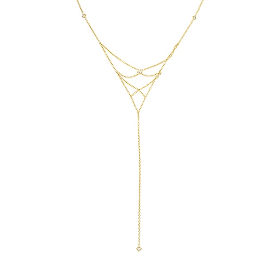 Previously Owned - LexiMazz 1/8 CT. T.w. Diamond Lariat "Y" Necklace in 14K Gold - 16"