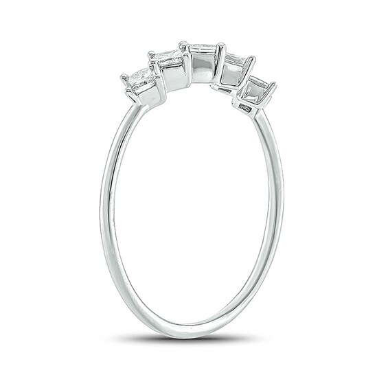 Previously Owned - 1/3 CT. T.w. Princess-Cut Tilted Five Stone Ring in 10K White Gold