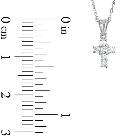 Previously Owned - 1/10 CT. T.w. Diamond Mini Cross Pendant in 14K White Gold