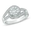 Thumbnail Image 1 of Previously Owned - 1/2 CT. T.W. Diamond Cluster Swirl Engagement Ring in 14K White Gold
