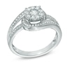 Thumbnail Image 2 of Previously Owned - 1/2 CT. T.W. Diamond Cluster Swirl Engagement Ring in 14K White Gold
