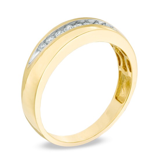 Previously Owned - 1/4 CT. T.w. Diamond Slant Wedding Band in 10K Gold
