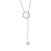 Thumbnail Image 1 of Previously Owned - 1/8 CT. T.W. Diamond Circle and Heart "Y" Necklace in 14K White Gold - 24"
