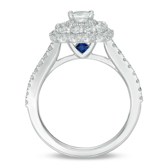 Previously Owned - Vera Wang Love Collection 1-1/5 CT. T.w. Princess-Cut Diamond Frame Engagement Ring in 14K White Gold