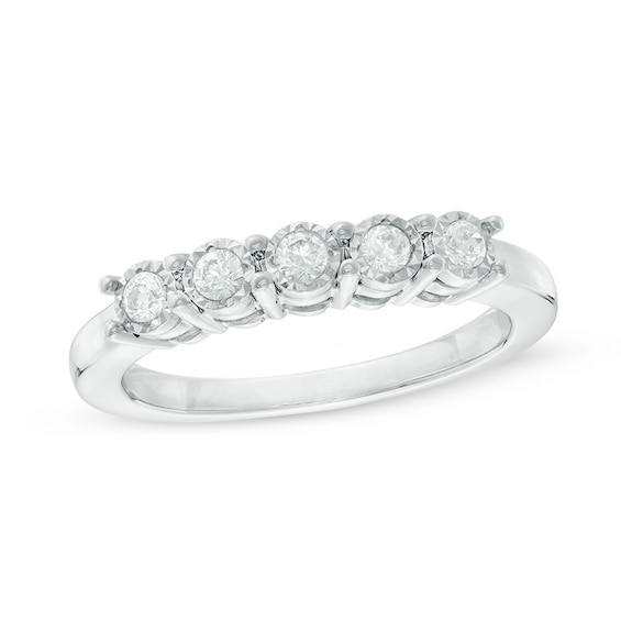Previously Owned - 1/5 CT. T.w. Diamond Five Stone Anniversary Band in 10K White Gold