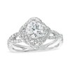 Thumbnail Image 1 of Previously Owned - 1-1/4  CT. T.W. Diamond Swirl Frame Split Shank Engagement Ring in 14K White Gold