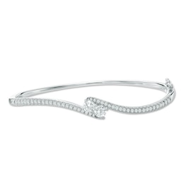 Previously Owned - Ever Us® 1/2 CT. T.W. Two-Stone Diamond Bypass Bangle in 14K White Gold