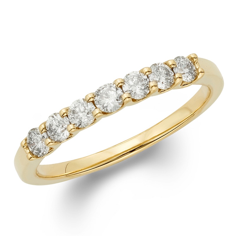 Main Image 1 of Previously Owned - 1/2 CT. T.W. Diamond Seven Stone Wedding Band in 14K Gold