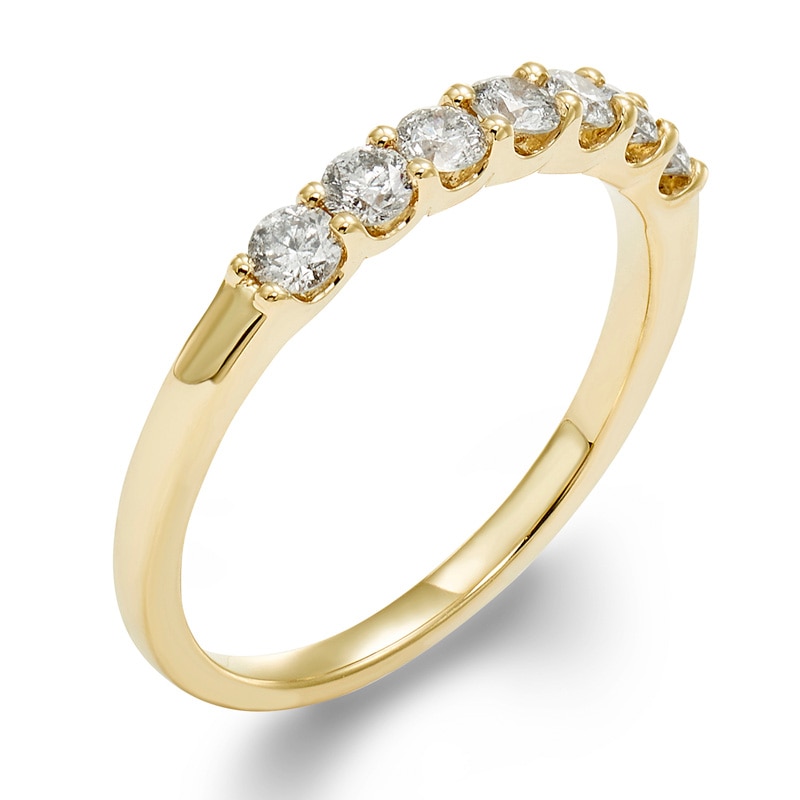 Main Image 2 of Previously Owned - 1/2 CT. T.W. Diamond Seven Stone Wedding Band in 14K Gold