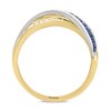 Thumbnail Image 3 of Previously Owned - EFFY™ Collection Baguette Blue Sapphire and 1/15 CT. T.W. Diamond Crossover Ring in 14K Two-Tone Gold