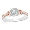 Thumbnail Image 1 of Previously Owned - 1/10 CT. T.W. Diamond Cushion Frame Heart-Sides Promise Ring in Sterling Silver and 10K Rose Gold