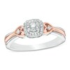 Previously Owned - 1/10 CT. T.w. Diamond Cushion Frame Heart-Sides Promise Ring In Sterling Silver And 10K Rose Gold