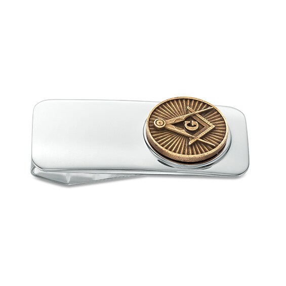 Previously Owned - Oxidized Masonic Money Clip in Sterling Silver and Bronze