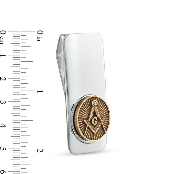 Previously Owned - Oxidized Masonic Money Clip in Sterling Silver and Bronze
