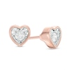 Thumbnail Image 1 of Previously Owned - 1/8 CT. T.W. Diamond Solitaire Heart-Shaped Stud Earrings in 10K Rose Gold