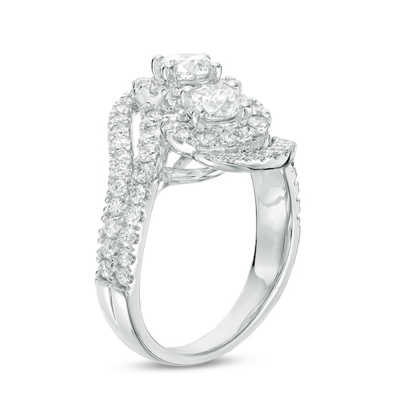 Previously Owned - Ever UsÂ® 2 CT. T.w. Two-Stone Diamond Bypass Frame Ring in 14K White Gold