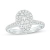 Thumbnail Image 1 of Previously Owned - 3/4 CT. T.W. Composite Diamond Pear-Shaped Frame Engagement Ring in 10K White Gold