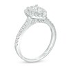 Thumbnail Image 3 of Previously Owned - 3/4 CT. T.W. Composite Diamond Pear-Shaped Frame Engagement Ring in 10K White Gold