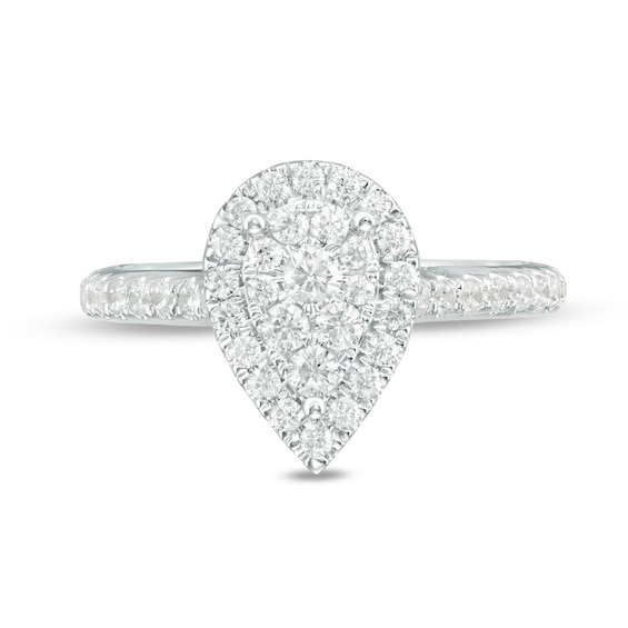 Previously Owned - 3/4 CT. T.w. Composite Diamond Pear-Shaped Frame Engagement Ring in 10K White Gold