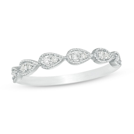 Previously Owned - 1/8 CT. T.w. Diamond Teardrop Vintage-Style Stackable Band in 10K White Gold