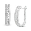 Thumbnail Image 1 of Previously Owned - 2 CT. T.W. Diamond Multi-Row Oval Hoop Earrings in 10K White Gold