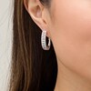 Thumbnail Image 2 of Previously Owned - 2 CT. T.W. Diamond Multi-Row Oval Hoop Earrings in 10K White Gold