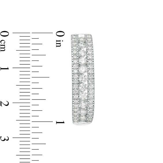 Previously Owned - 2 CT. T.w. Diamond Multi-Row Oval Hoop Earrings in 10K White Gold