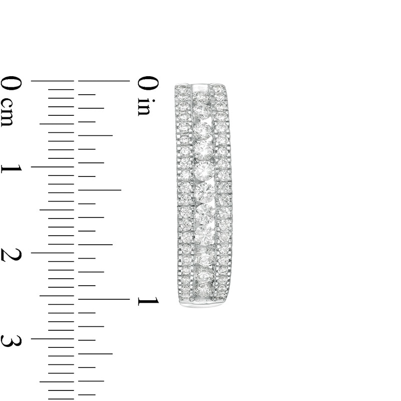 Main Image 3 of Previously Owned - 2 CT. T.W. Diamond Multi-Row Oval Hoop Earrings in 10K White Gold