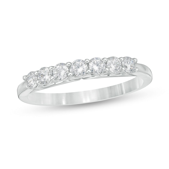 Previously Owned - Zales Private Collection 1/2 CT. T.w. Colourless Diamond Seven Stone Wedding Band in 14K White Gold