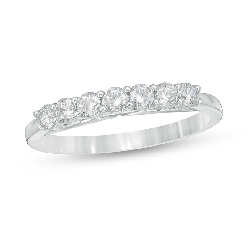 Main Image 1 of Previously Owned - Zales Private Collection 1/2 CT. T.W. Colourless Diamond Seven Stone Wedding Band in 14K White Gold