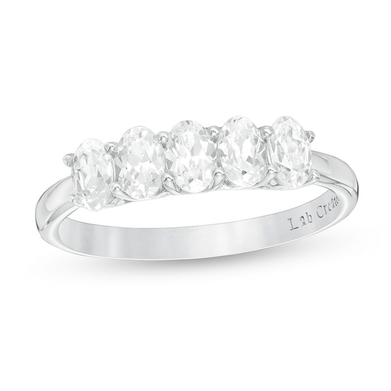 Previously Owned - 1 CT. T.w. Oval Lab-Grown Diamond Five Stone Anniversary Band in 14K White Gold (F/Si2)