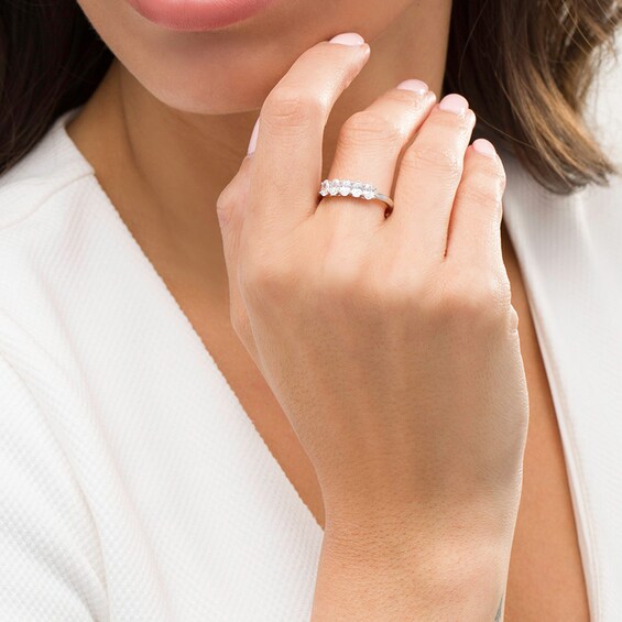 Previously Owned - 1 CT. T.w. Oval Lab-Grown Diamond Five Stone Anniversary Band in 14K White Gold (F/Si2)