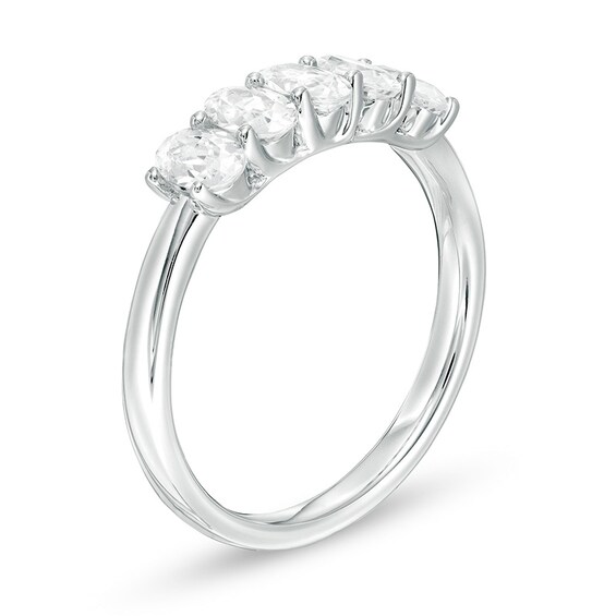 Previously Owned - 1 CT. T.w. Oval Lab-Grown Diamond Five Stone Anniversary Band in 14K White Gold (F/Si2)