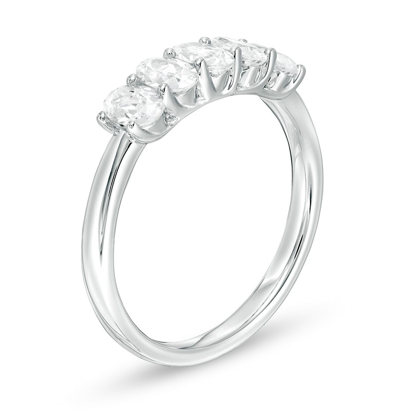 Main Image 3 of Previously Owned - 1 CT. T.W. Oval Lab-Grown Diamond Five Stone Anniversary Band in 14K White Gold (F/SI2)