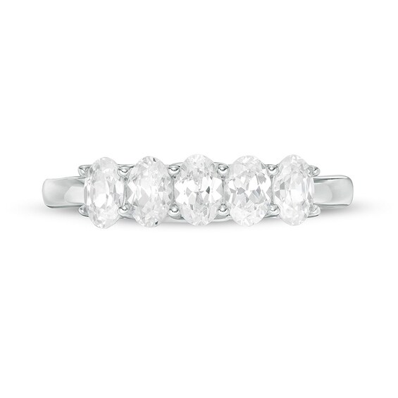 Previously Owned - 1 CT. T.w. Oval Lab-Grown Diamond Five Stone Anniversary Band in 14K White Gold (F/Si2)