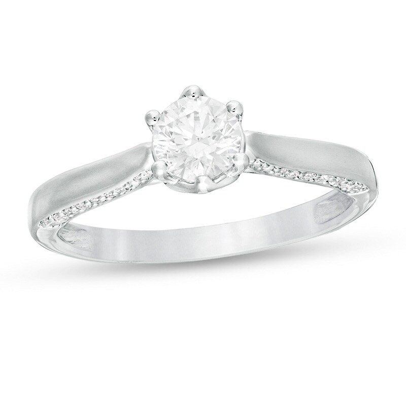 Main Image 1 of Previously Owned - 3/4 CT. T.W. Diamond Engagement Ring in 14K White Gold
