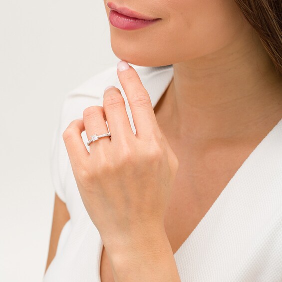 Previously Owned - Zales Private Collection 5/8 CT. T.w. Princess-Cut Diamond Engagement Ring in 14K Two-Tone Gold
