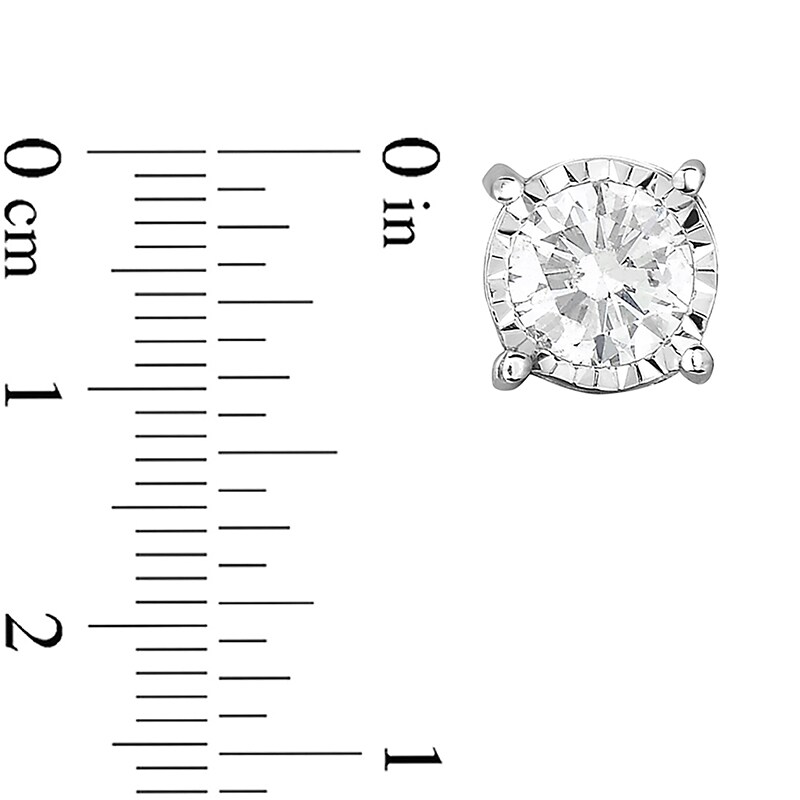 Main Image 2 of Previously Owned - 1-1/2 CT. T.W. Diamond Solitaire Stud Earrings in 14K White Gold