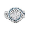 Thumbnail Image 3 of Previously Owned - 5/8 CT. T.W. Multi-Diamond and Lab-Created Blue Sapphire Chain Link Frame Ring in Sterling Silver