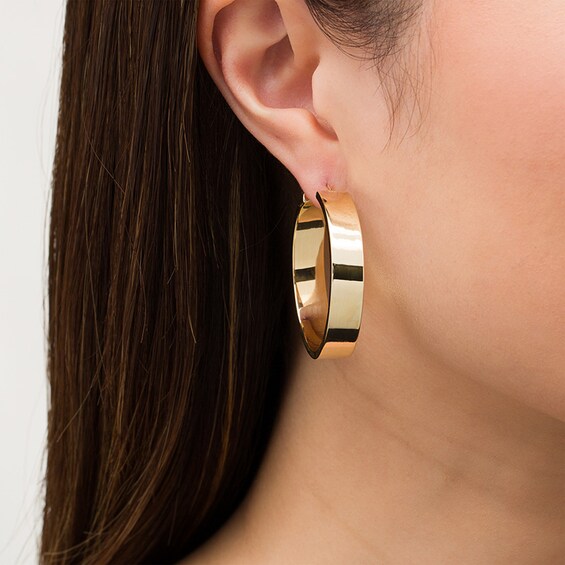 Previously Owned - 40.0mm Square Tube Hoop Earrings in 10K Gold
