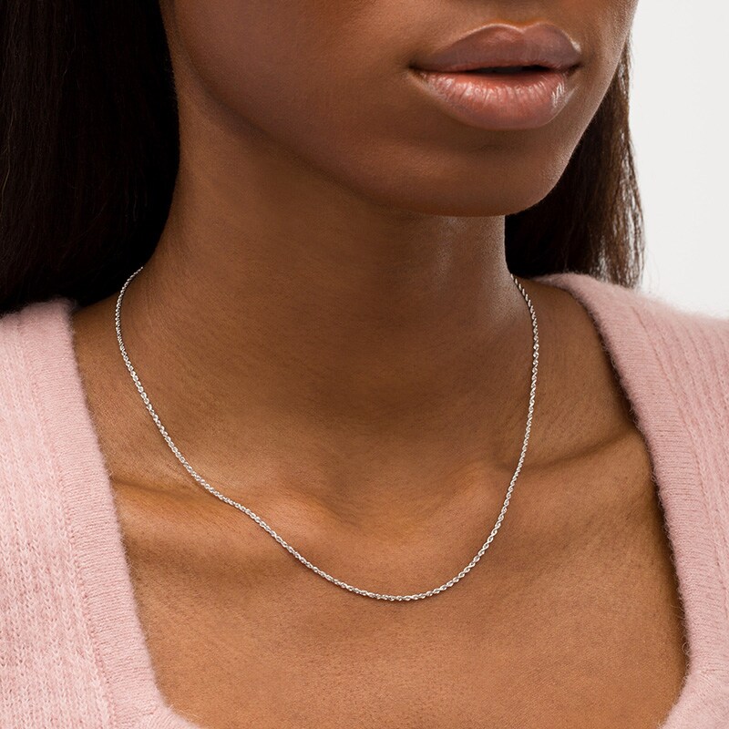 Main Image 2 of Previously Owned - 1.6mm Glitter Rope Chain Necklace in Solid 10K White Gold - 18"