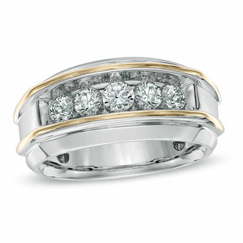 Main Image 1 of Previously Owned - 1 CT. T.W. Diamond Five Stone Band in 10K Two-Tone Gold