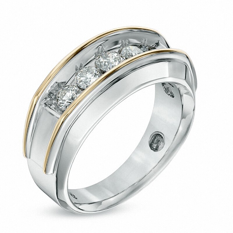 Main Image 2 of Previously Owned - 1 CT. T.W. Diamond Five Stone Band in 10K Two-Tone Gold
