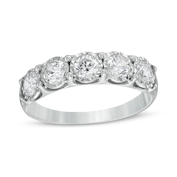 Previously Owned - 1 CT. T.w. Diamond Five Stone Anniversary Band in 10K White Gold