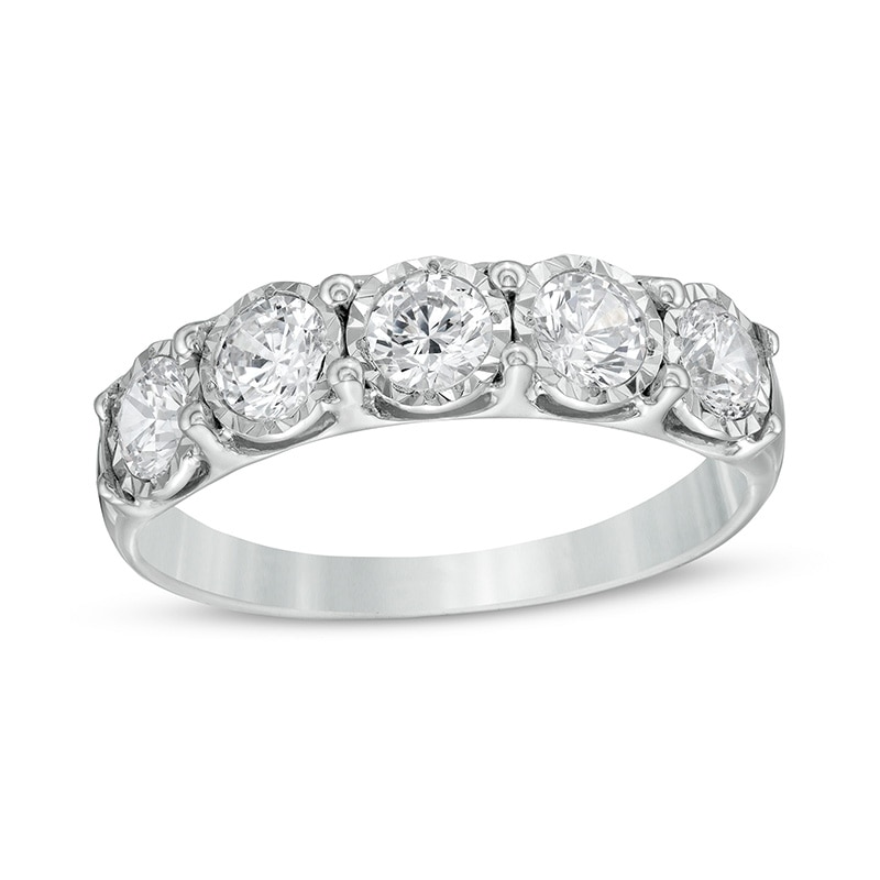 Main Image 1 of Previously Owned - 1 CT. T.W. Diamond Five Stone Anniversary Band in 10K White Gold