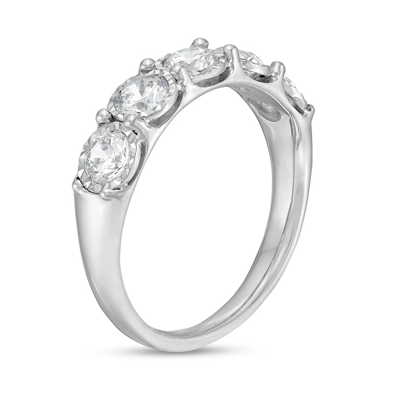 Main Image 3 of Previously Owned - 1 CT. T.W. Diamond Five Stone Anniversary Band in 10K White Gold