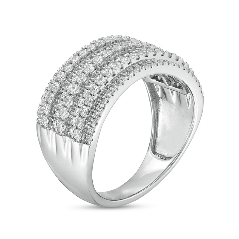 Main Image 3 of Previously Owned - 1 CT. T.W. Diamond Multi-Row Anniversary Band in 10K White Gold